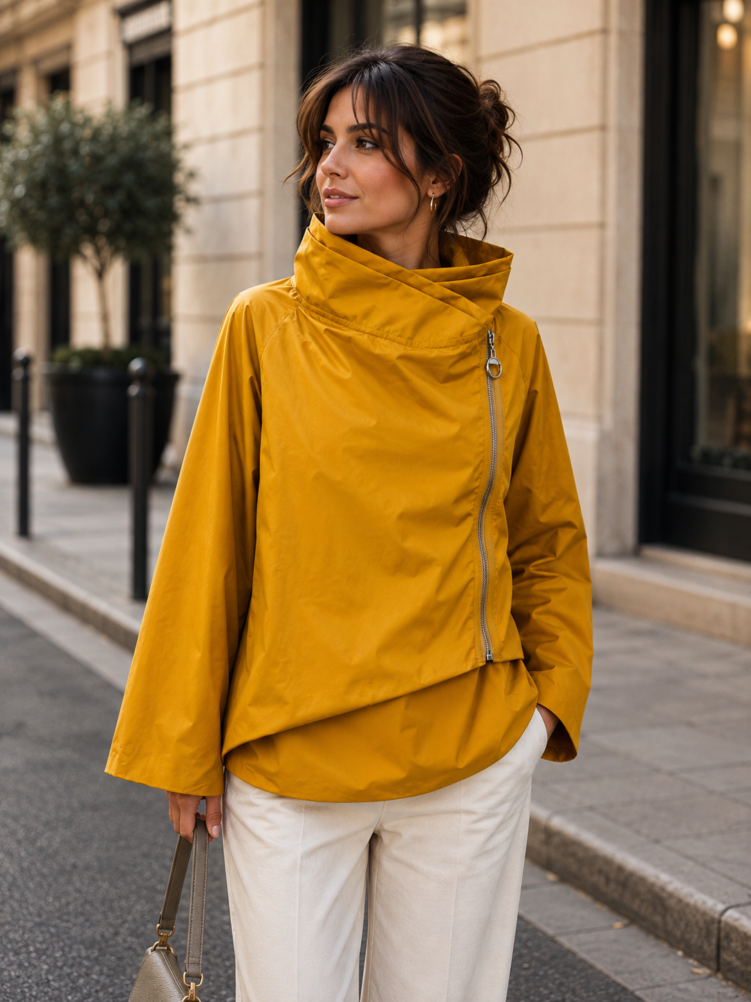 Leichte Damenjacke aus Polyester: Senf / Eine Größe 7158