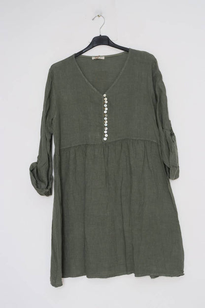 Leinenkleid 100 % Leinen 1139: Khaki