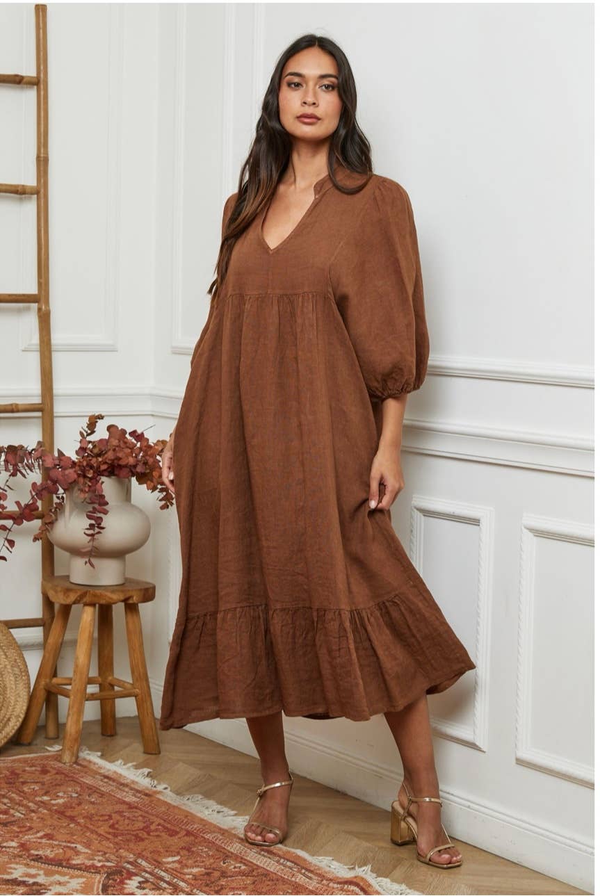 100 % Leinenkleid Bordeaux 1109