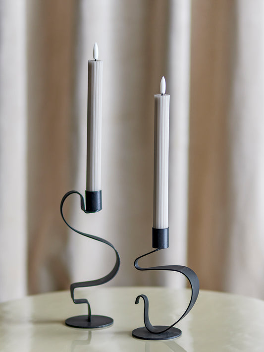 LED Stabkerze mit Rillen "Ponza" Beige