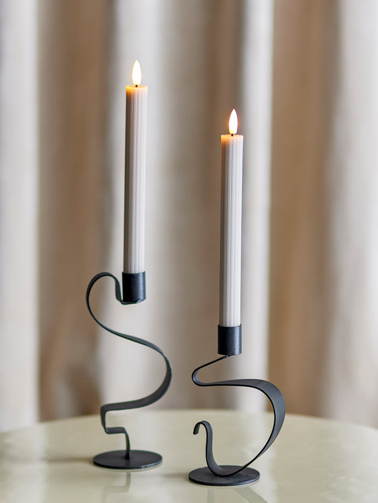 LED Stabkerze mit Rillen "Ponza" Beige