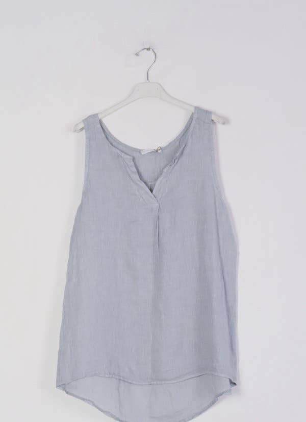 100 % Leinen-Top für Damen 38009: Hellgrau