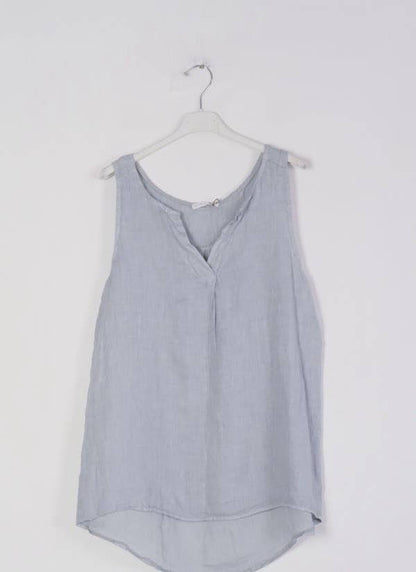 100 % Leinen-Top für Damen 38009: Hellgrau