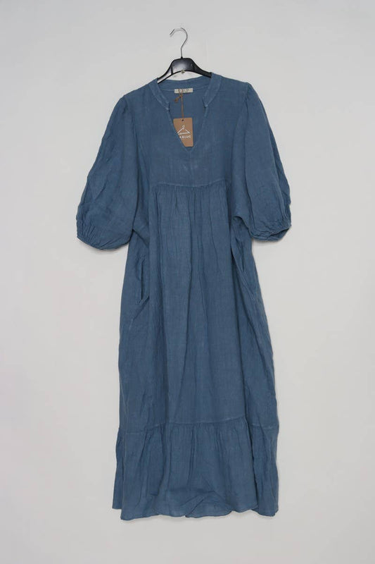 100 % Leinenkleid Blaue Jeans 1109