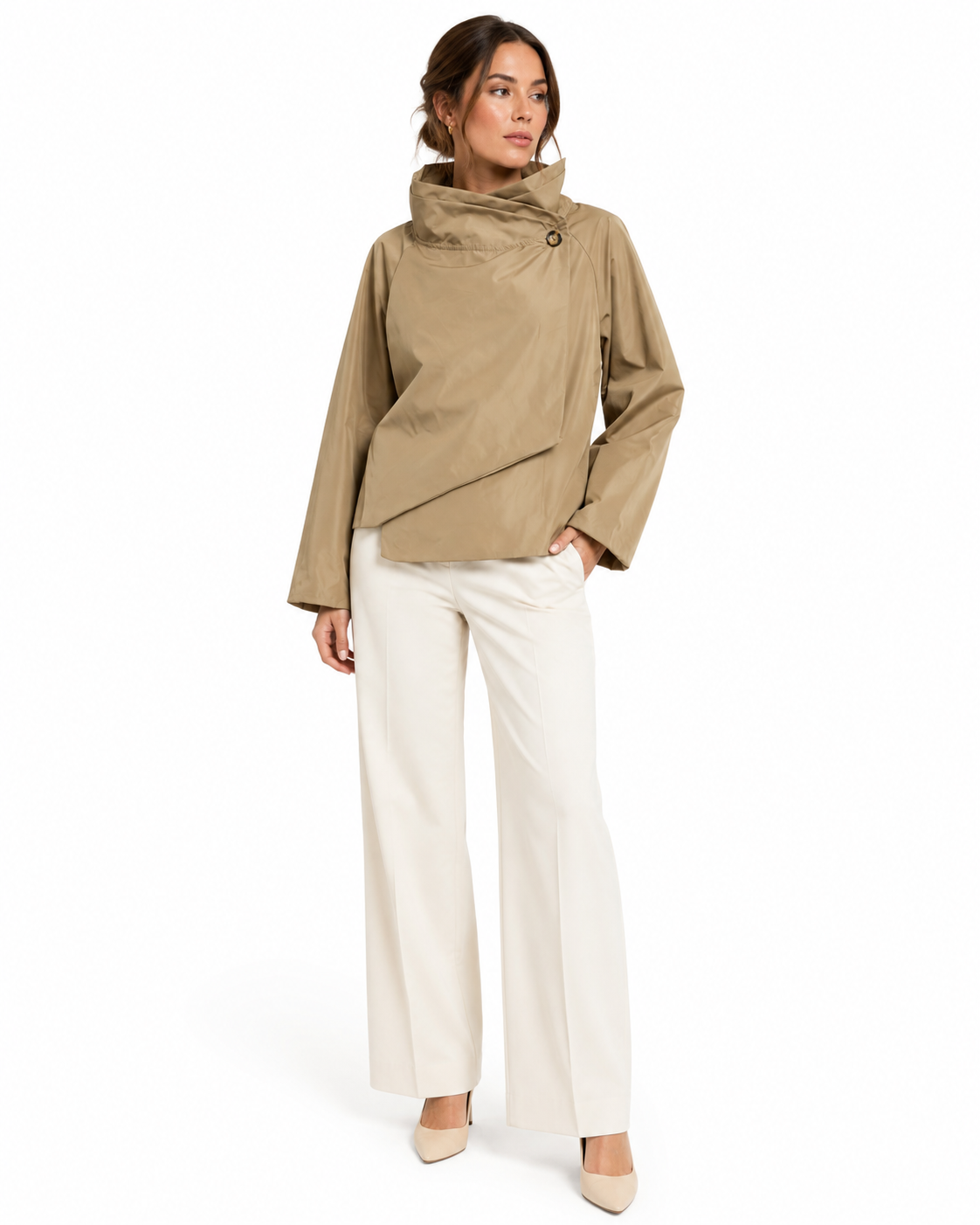 Leichte Jacke mit überkreuztem Stehkragen: Gris / 7690 Einheitsgröße