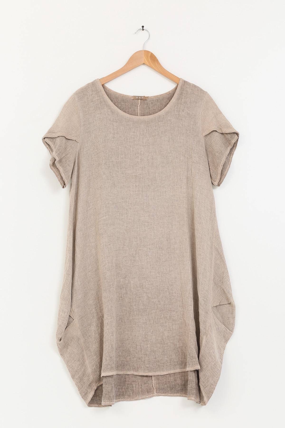 Kleid aus 50% Leinen und 50% Baumwolle 10337: Taupe