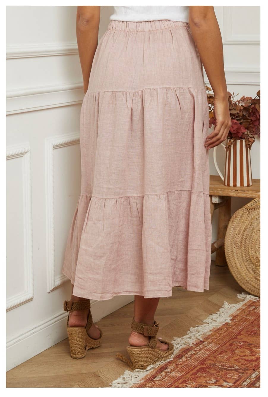 100 % Leinenrock 8348 Rosa