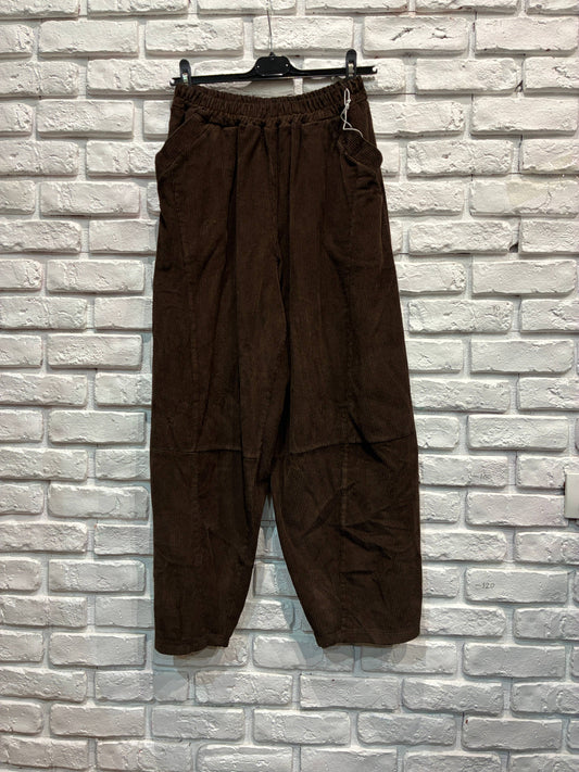 Ballonhose für Damen aus Cord, 100 % Baumwolle 8408: Choco