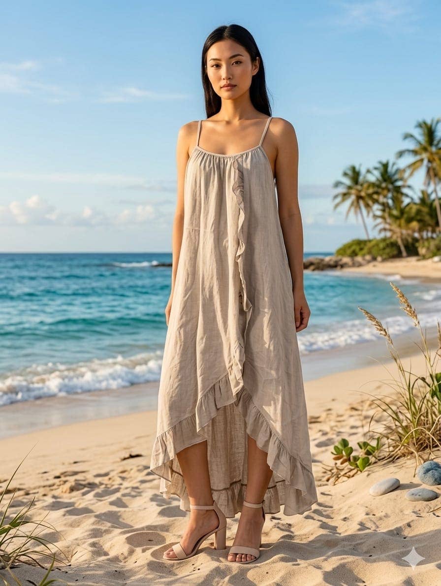 Trägerkleid 72343 100 % Leinen: Anthrazitgrau