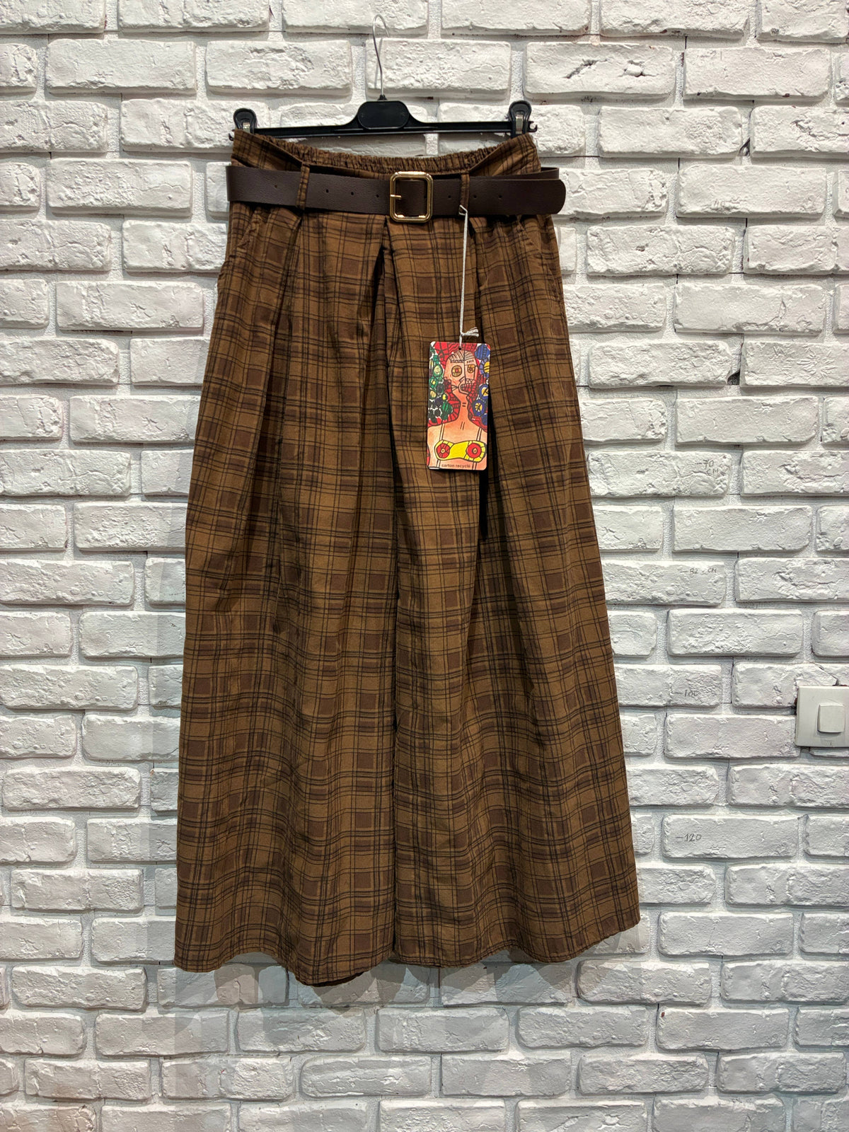 Karohose mit Gürtel 30522 Cordvelours 100% Baumwolle: Tabak