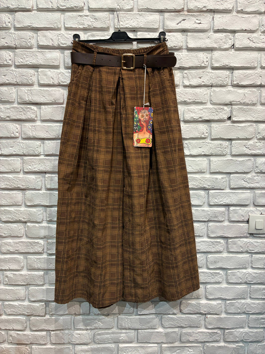 Karohose mit Gürtel 30522 Cordvelours 100% Baumwolle: Tabak
