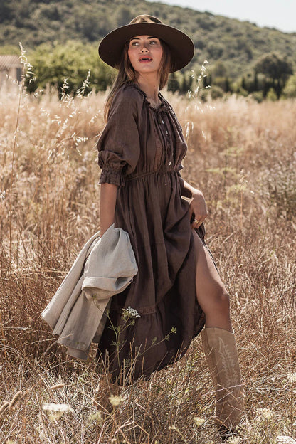 Leinenkleid Beth Ellen Kaffee