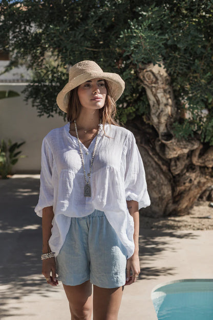 Bluse aus Leinen Weiß
