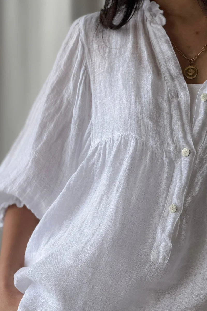 Bluse aus Leinen Weiß