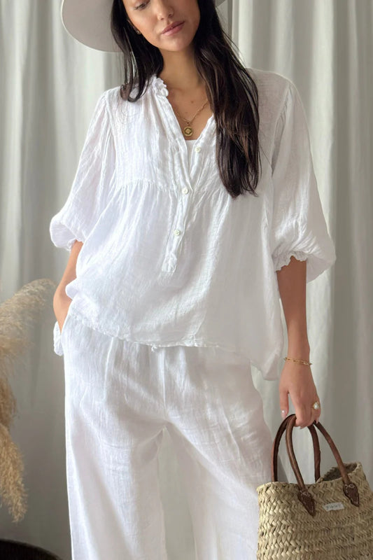 Bluse aus Leinen Weiß