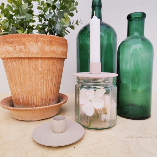 Kerzenhalterdeckel für Glas beige