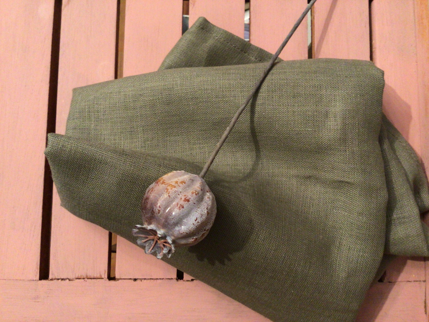 Kunstblume Mohn braun groß