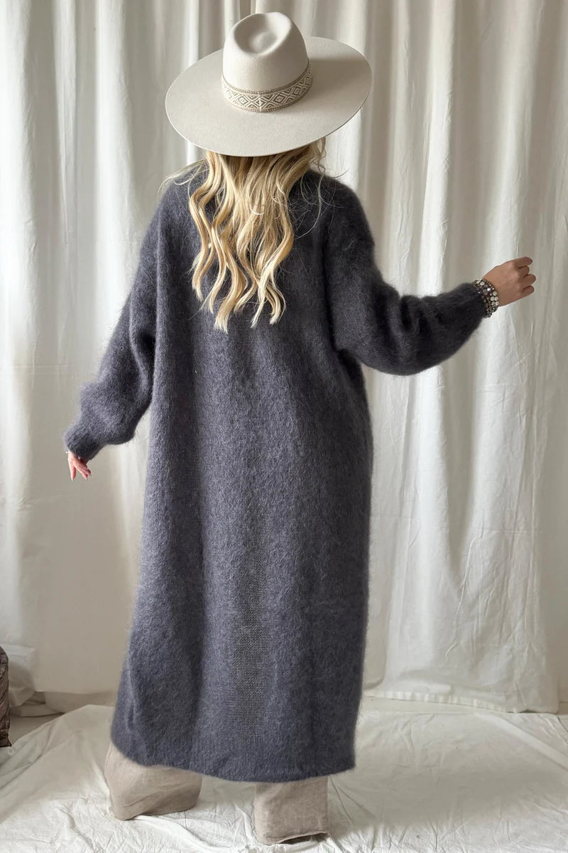 Strickjacke Forever in Love dunkelgrau