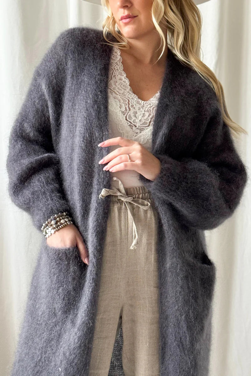 Strickjacke Forever in Love dunkelgrau