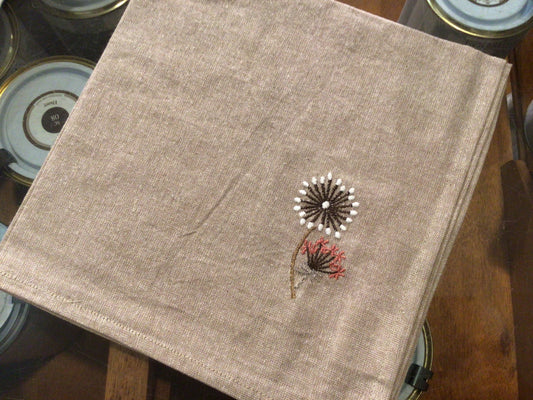 Serviette aus Stoff  Embroidered  Dandelion, Beige,  45x45cm