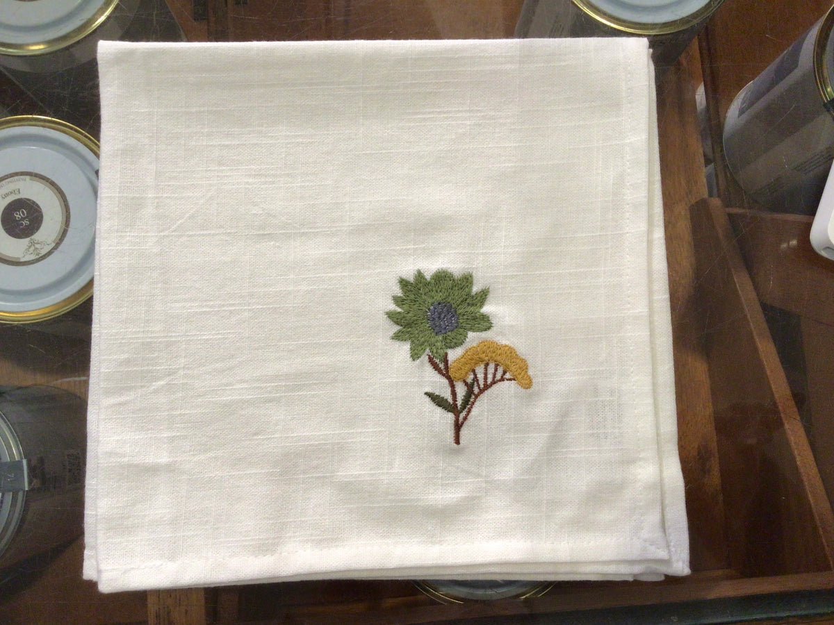 Serviette aus Stoff Embroidered  Flower, White, 45x45cm