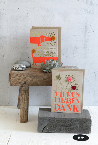 Goldneon Karte Vielen lieben Dank