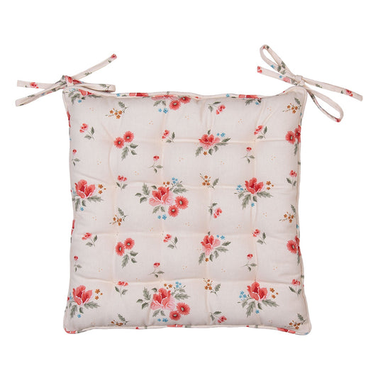 Stuhlkissen mit Blumen Creme