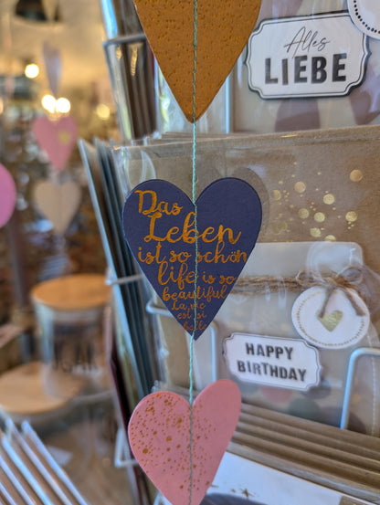 Herzkette "Das Leben ist so schön" bunt