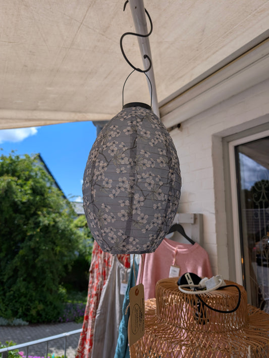 Laterne mit Solar Oval staubiges Blau