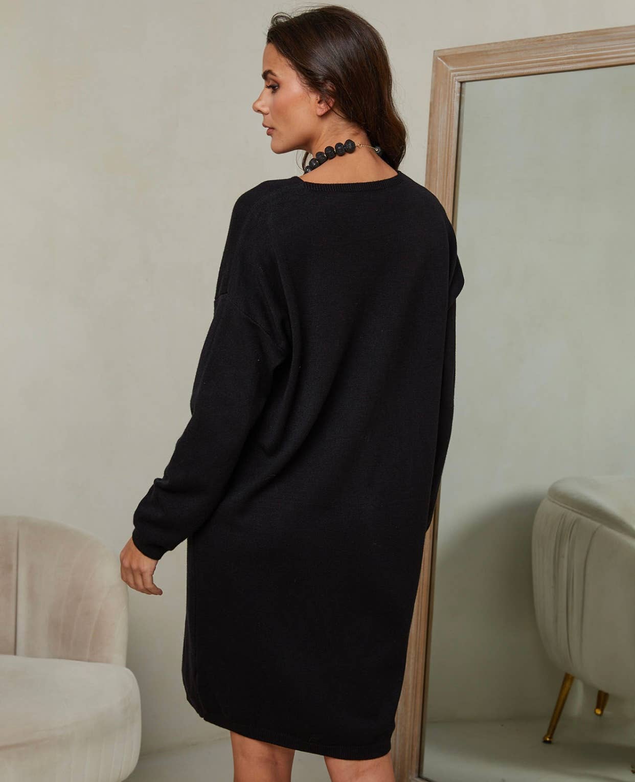 Gestricktes Kleid Schwarz
