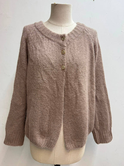 Cardigan aus flauschigem Strick mit dekorativen Knöpfen: Taupe /  7920 Einheitsgröße