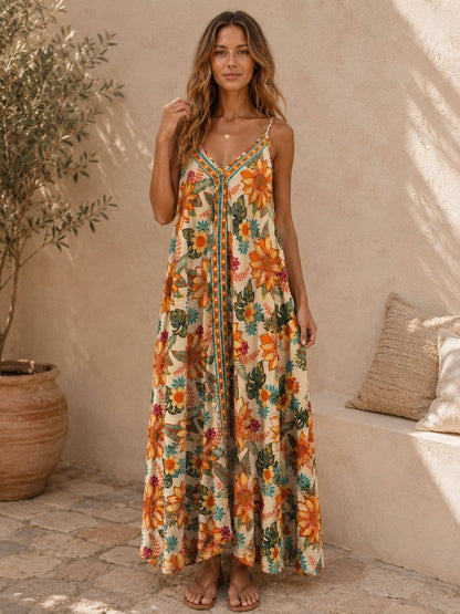 Langes Kleid mit V-Ausschnitt