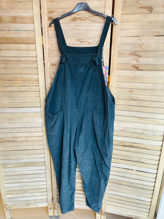 Damen-Latzhose aus Cord, weit geschnitten, 100% Baumwolle 668 90007: Marineblau