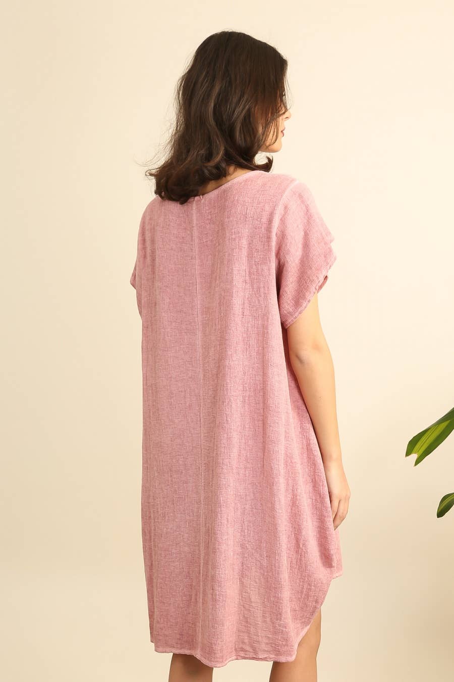 Kleid aus 50% Leinen und 50% Baumwolle 10337: Koralle