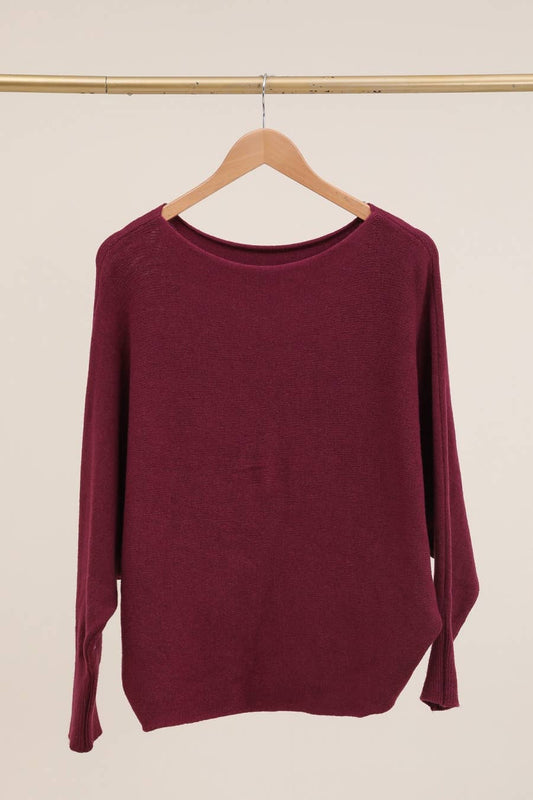 Pullover mit Fledermausärmeln: Pflaume