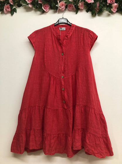 Kleid aus 100 % Premium-Leinen: Schwarz