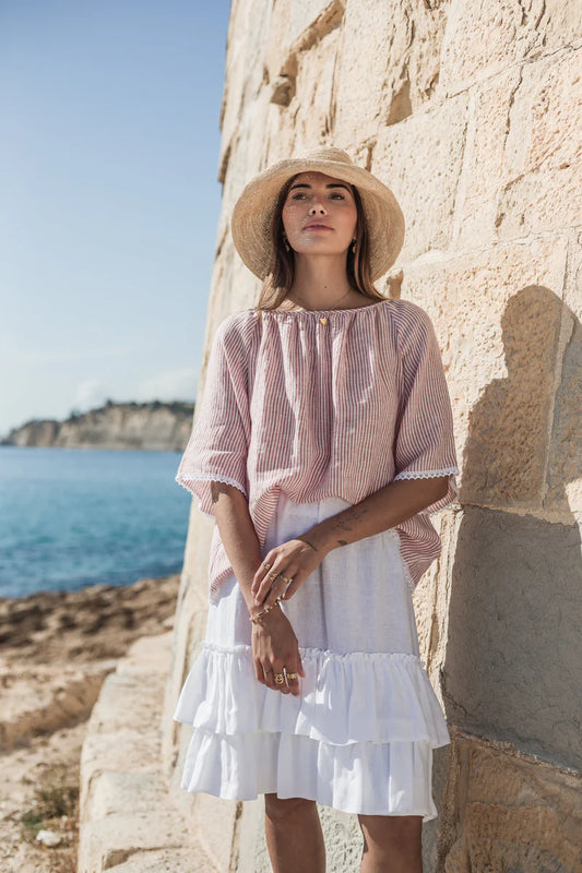 Bluse Alessia Leinen rosa