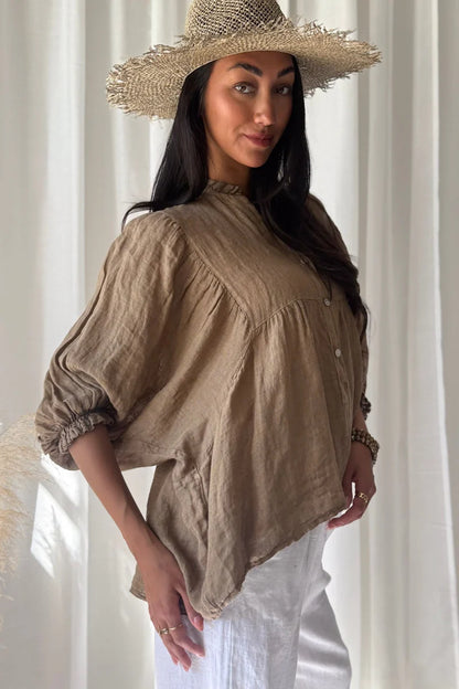 Bluse aus Leinen Savanne