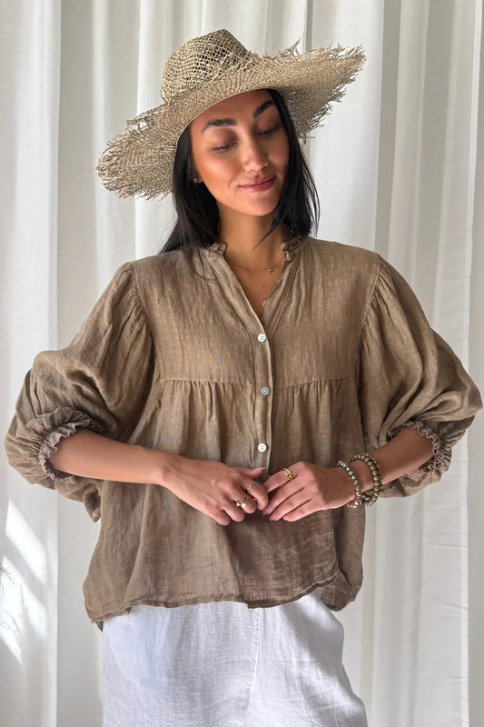 Bluse aus Leinen Savanne