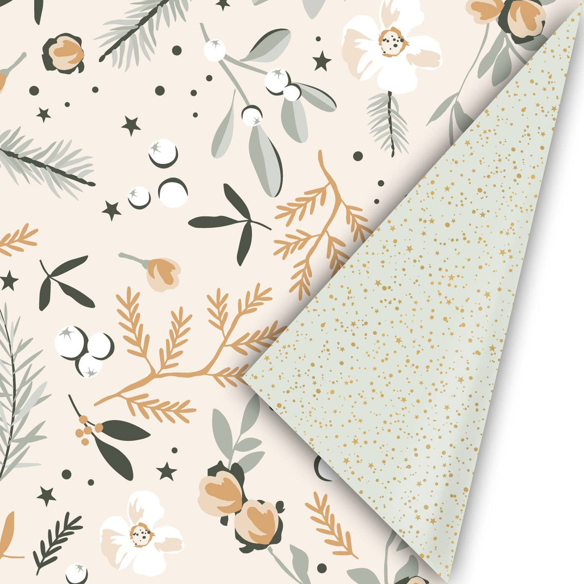 Geschenkpapierrolle Weihnachten Beige/Grün