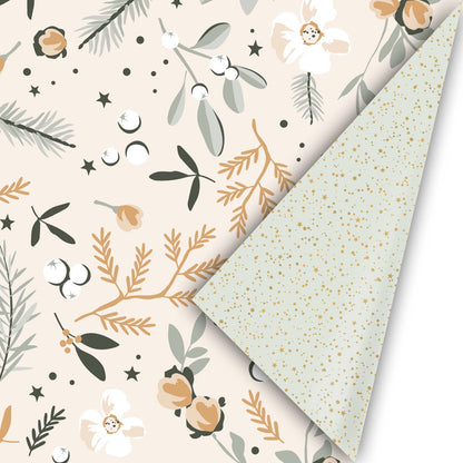 Geschenkpapierrolle Weihnachten Beige/Grün