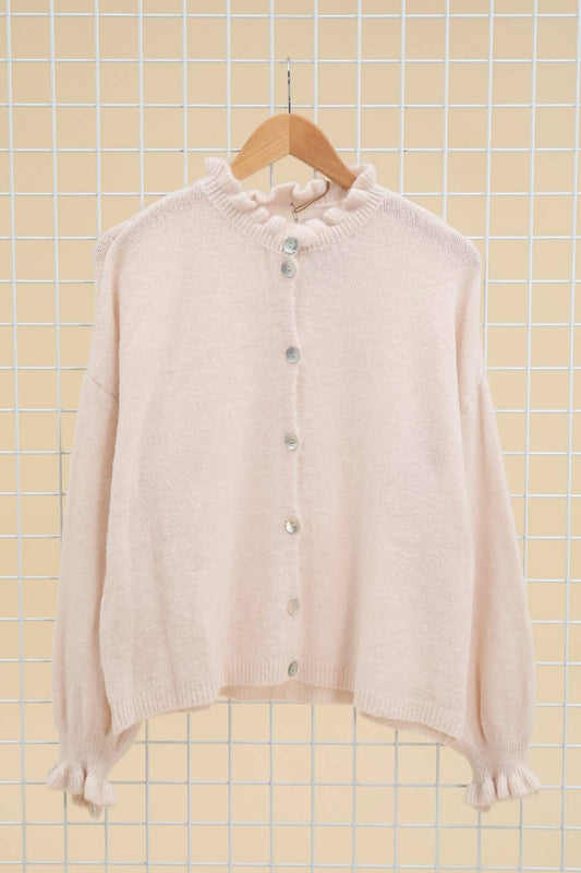 ALPACA Strickjacke mit Kragen Ecru