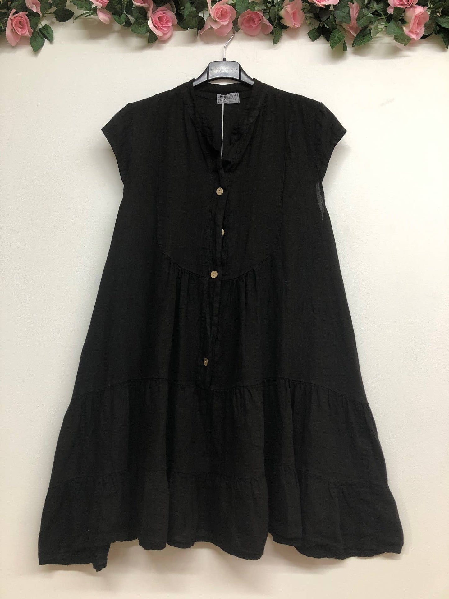 Kleid aus 100 % Premium-Leinen: Schwarz