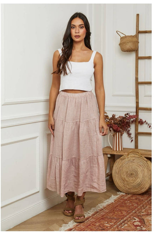 100 % Leinenrock 8348 Rosa