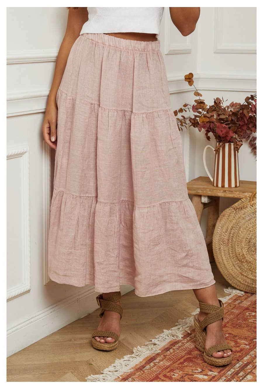 100 % Leinenrock 8348 Rosa