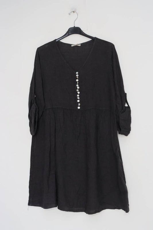 Leinenkleid 100 % Leinen 1139: Anthrazit