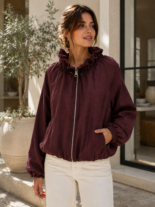 Leichte Damenjacke aus Polyester: Bordeaux / Taille unique 7226