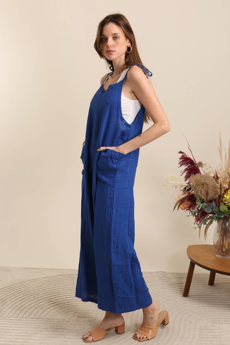 100 % Leinen-Overall 876: Himmelblau