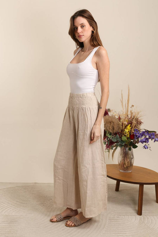 Leinenhose Beige