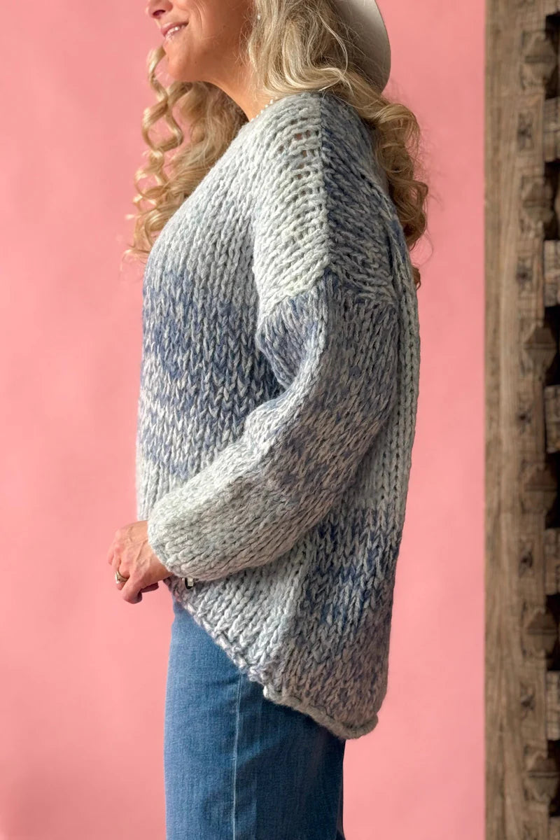 Pullover Farb-Rush Blau